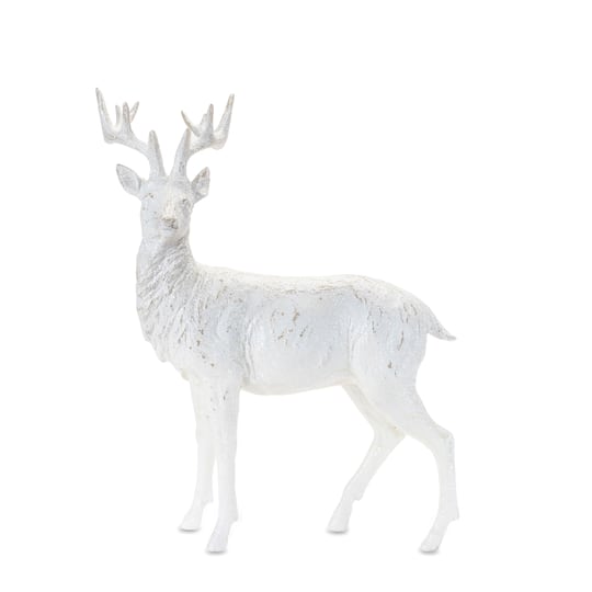 White & Gray Winter Deer Statue Set